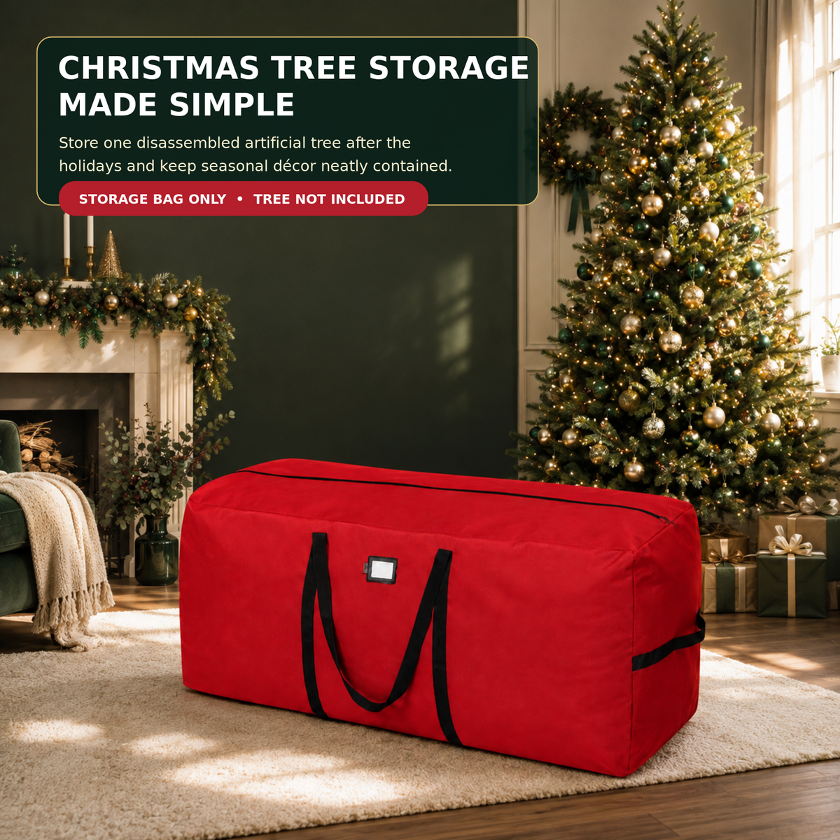 COOKEY Christmas Tree Storage Bag  Artificial Tree, Oxford Fabric Holiday Tree Storage Organizer with Dual Zipper and Reinforced Carry Handles, Christmas Decoration Storage Bag