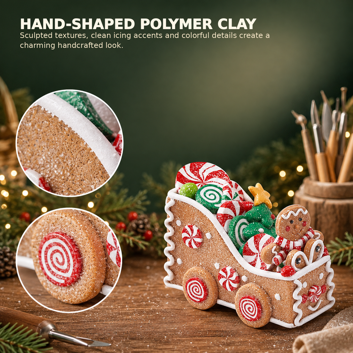 COOKEY Christmas Train Decoration, Holiday Mini Train Tabletop Figurine for Xmas Tree, Mantel, Shelf and Home Decor