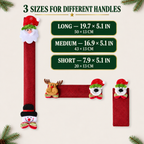 COOKEY Christmas Refrigerator Handle Covers Set of 8, Santa Snowman Reindeer Polar Bear Fridge Handle Covers, Christmas Kitchen Decor for Refrigerator Oven Microwave Dishwasher, Red