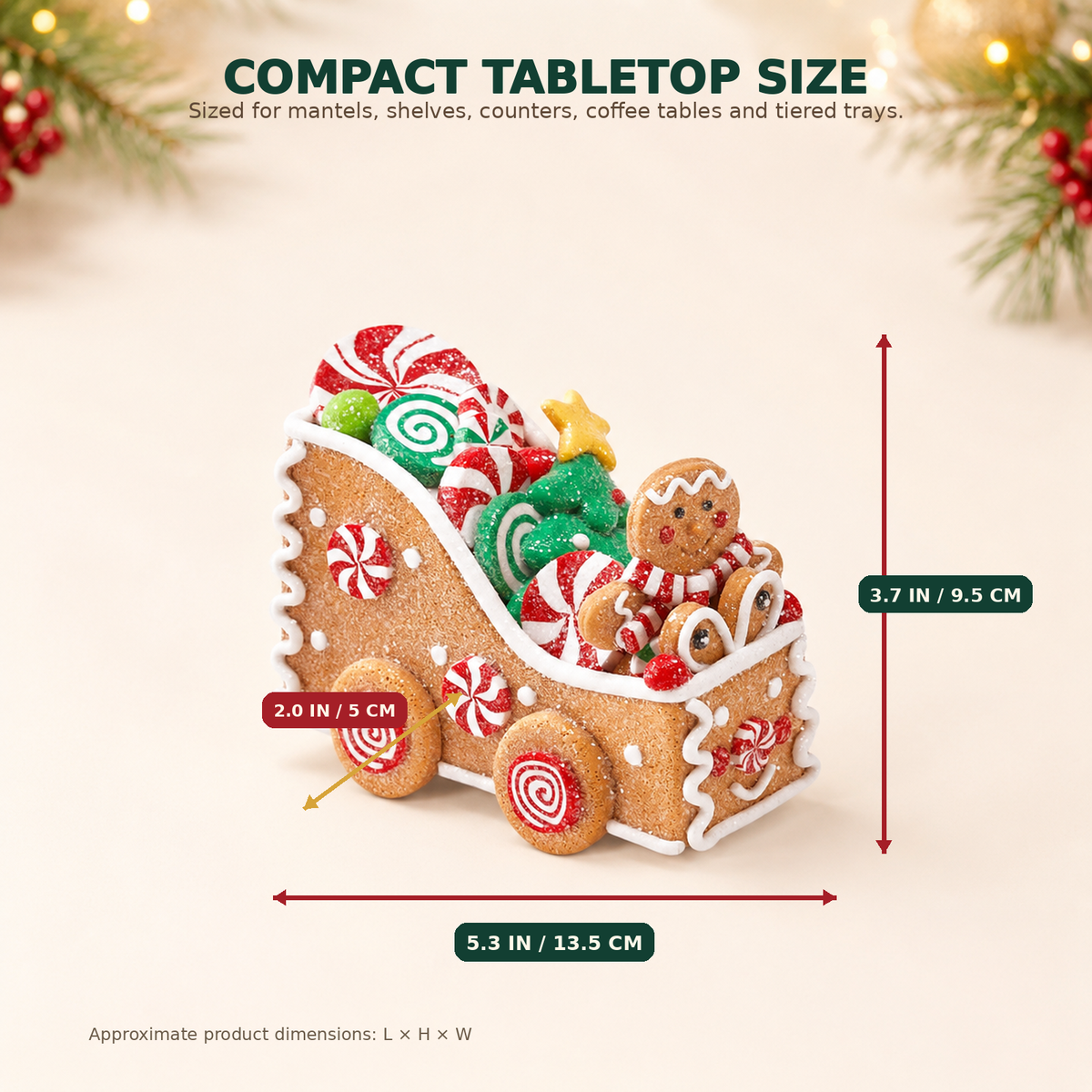 COOKEY Christmas Train Decoration, Holiday Mini Train Tabletop Figurine for Xmas Tree, Mantel, Shelf and Home Decor