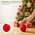 COOKEY Christmas Ball Ornaments Set, Red and Gold Shatterproof Christmas Tree Decorations, 2.36" & 1.38"