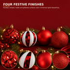 COOKEY Christmas Ball Ornaments Set, Red and Gold Shatterproof Christmas Tree Decorations, 2.36" & 1.38"