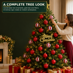 COOKEY Christmas Ball Ornaments Set, Red and Gold Shatterproof Christmas Tree Decorations, 2.36" & 1.38"