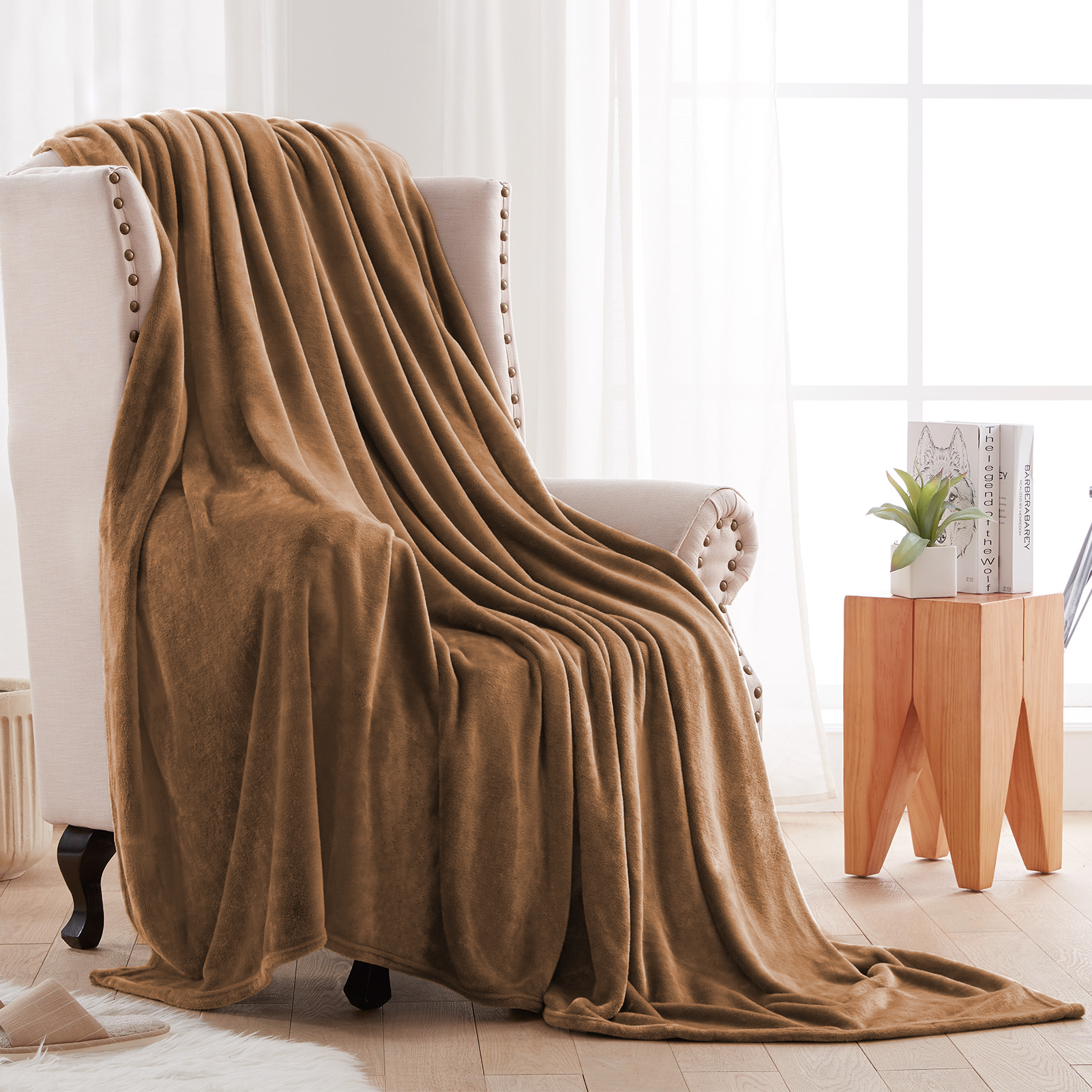 COKEEY Bedding Fleece Blanket Throw Size  300GSM Luxury Fuzzy Soft Anti-Static Microfiber Bed Blanket