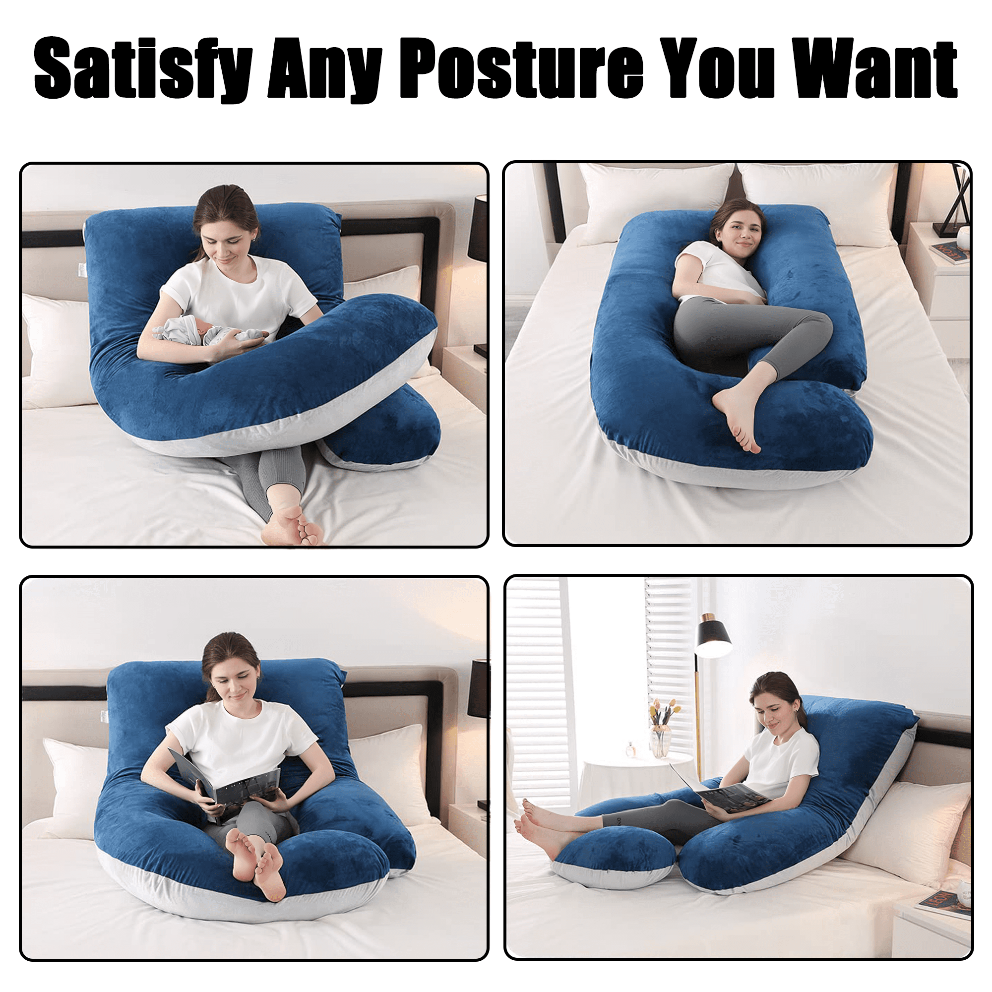 COOKEY Pregnancy Pillow with Removable Velvet Cover,U Shaped Full Body Maternity Pillows for Sleeping,72inch