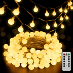 COOKEY 100 LED Globe String Lights Indoor, 33 ft, Warm White, Plug-In with Remote