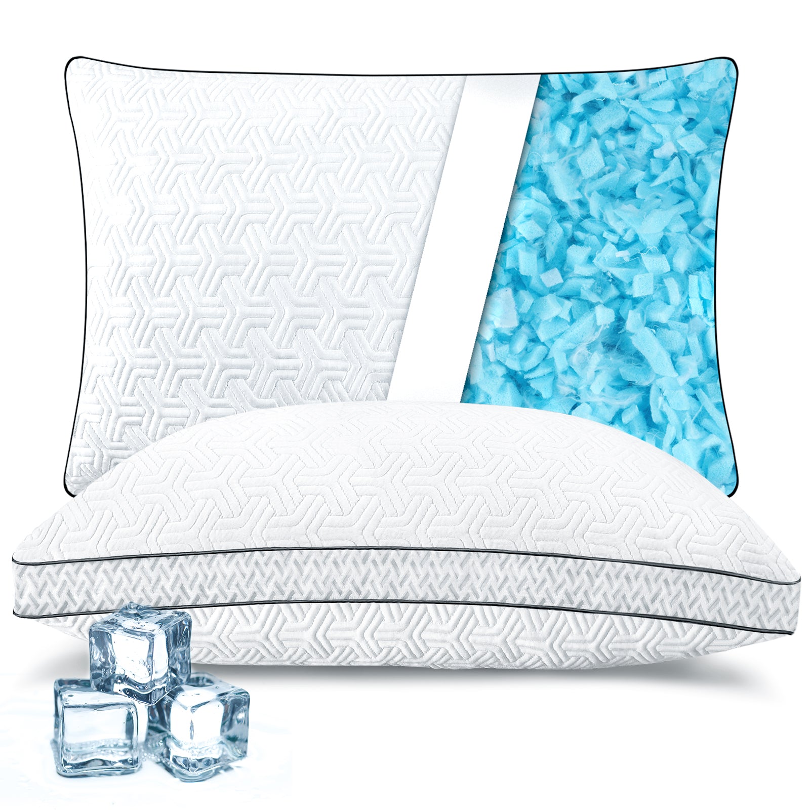 COOKEY Cooling Pillows King/Queen/Standard Size Set of 2,Adjustable Shredded Memory Foam Pillows with Bamboo Viscose Cover for Side Back Stomach Sleepers,20''x36''