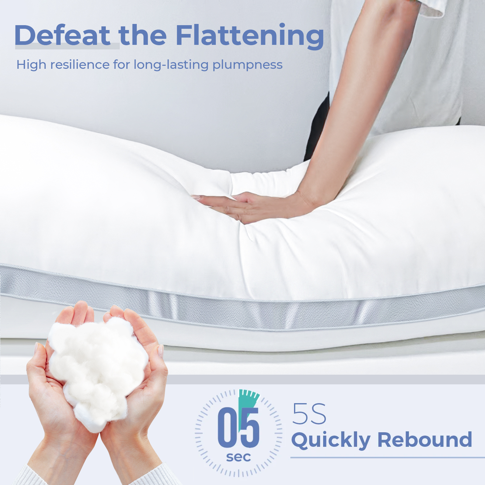 COOKEY Full Body Pillow for Adults, Supportive and Fluffy Body Pillows, Large Long Bed Pillows for Sleeping, 20x54,White