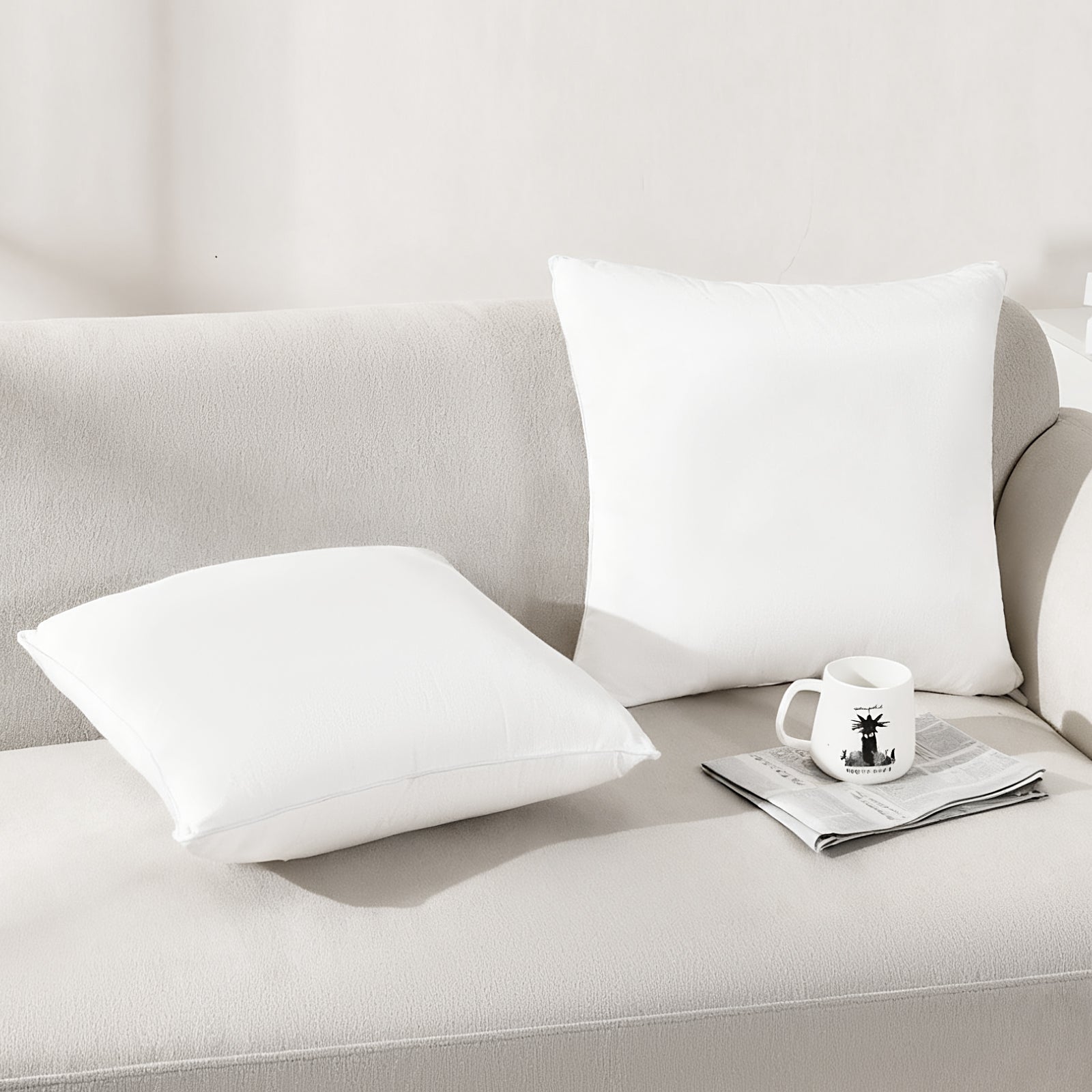 COOKEY Throw Pillow Inserts,Indoor White Square Decorative Pillows for Couch & Bed