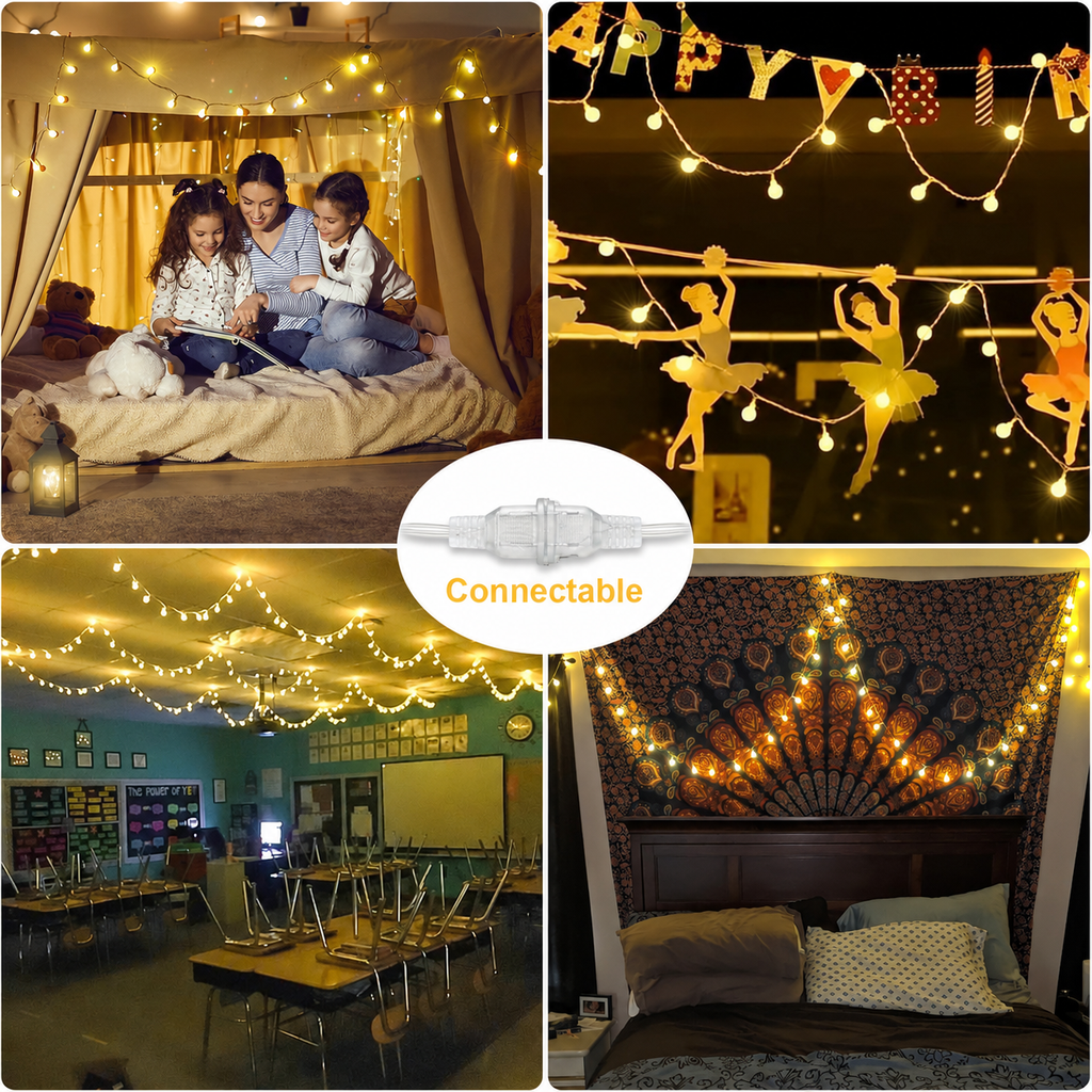 COOKEY 100 LED Globe String Lights Indoor, 33 ft, Warm White, Plug-In with Remote