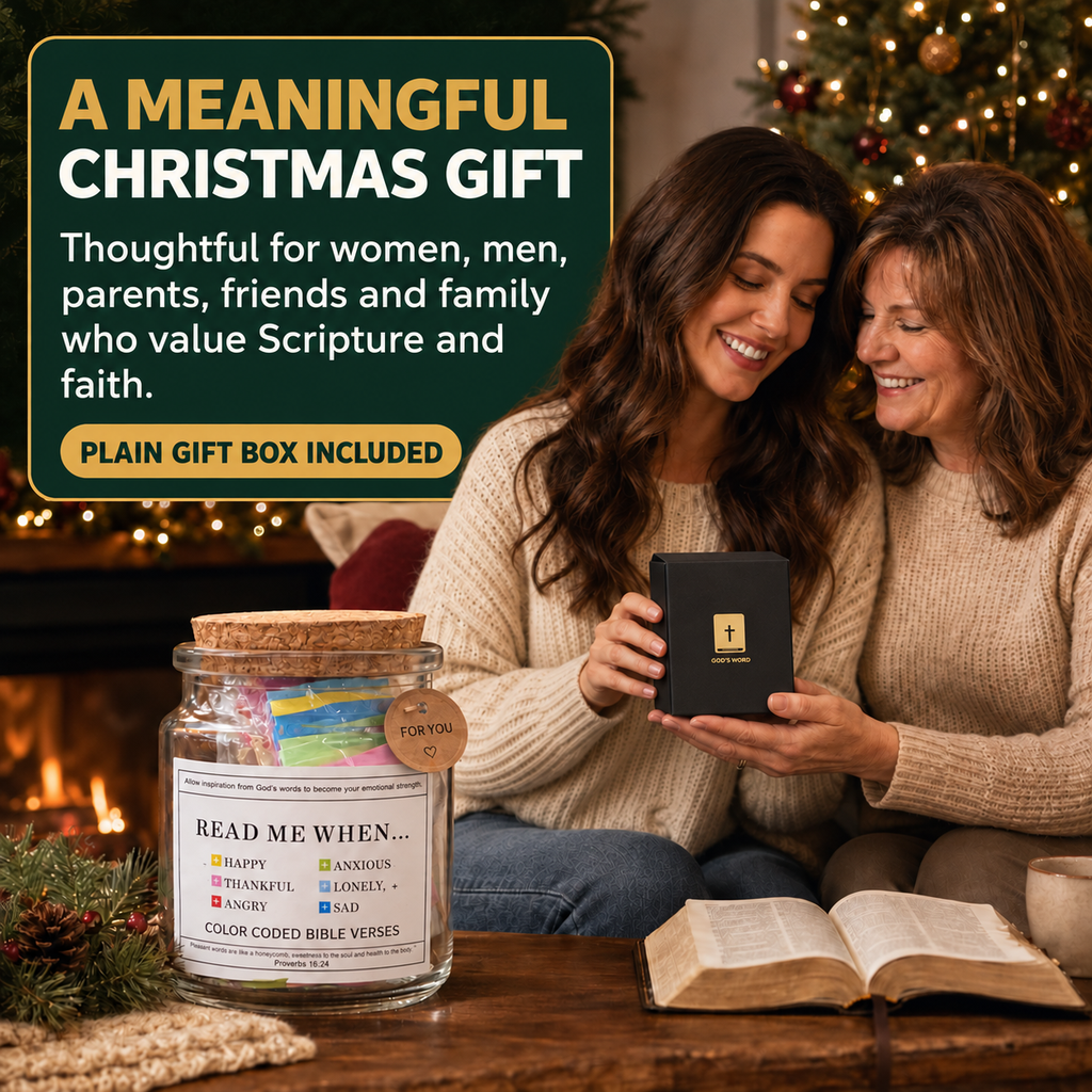 COOKEY Glass Bible Verse Jar with 96 Color-Coded Scripture Cards, Read Me When Prayer Jar for Daily Encouragement, Christian Gifts for Women Men Mom Family, Gift Box