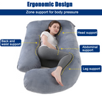 COOKEY Pregnancy Pillow with Removable Velvet Cover,U Shaped Full Body Maternity Pillows for Sleeping,72inch