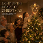 COOKEY Christmas Tree Topper, 10 Inch Pre-Lit Angel Tree Topper, Golden Classic Retro Angel Tree Topper for Christmas Tree Decoration Indoors, Battery-Operated
