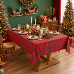 COOKEY Christmas Checkered Tablecloth Rectangle, Red, 55 x 71 Inch