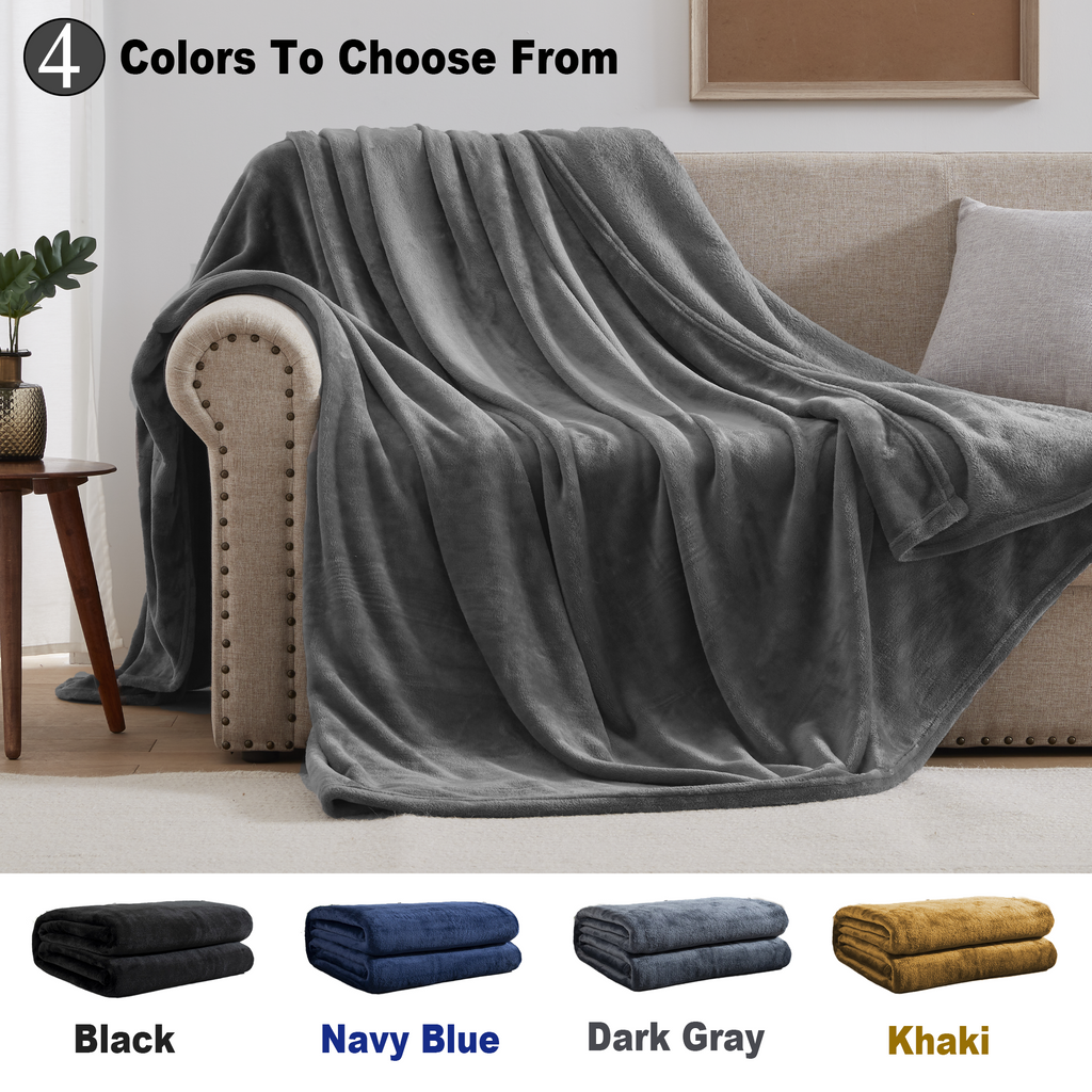 COKEEY Bedding Fleece Blanket Throw Size  300GSM Luxury Fuzzy Soft Anti-Static Microfiber Bed Blanket