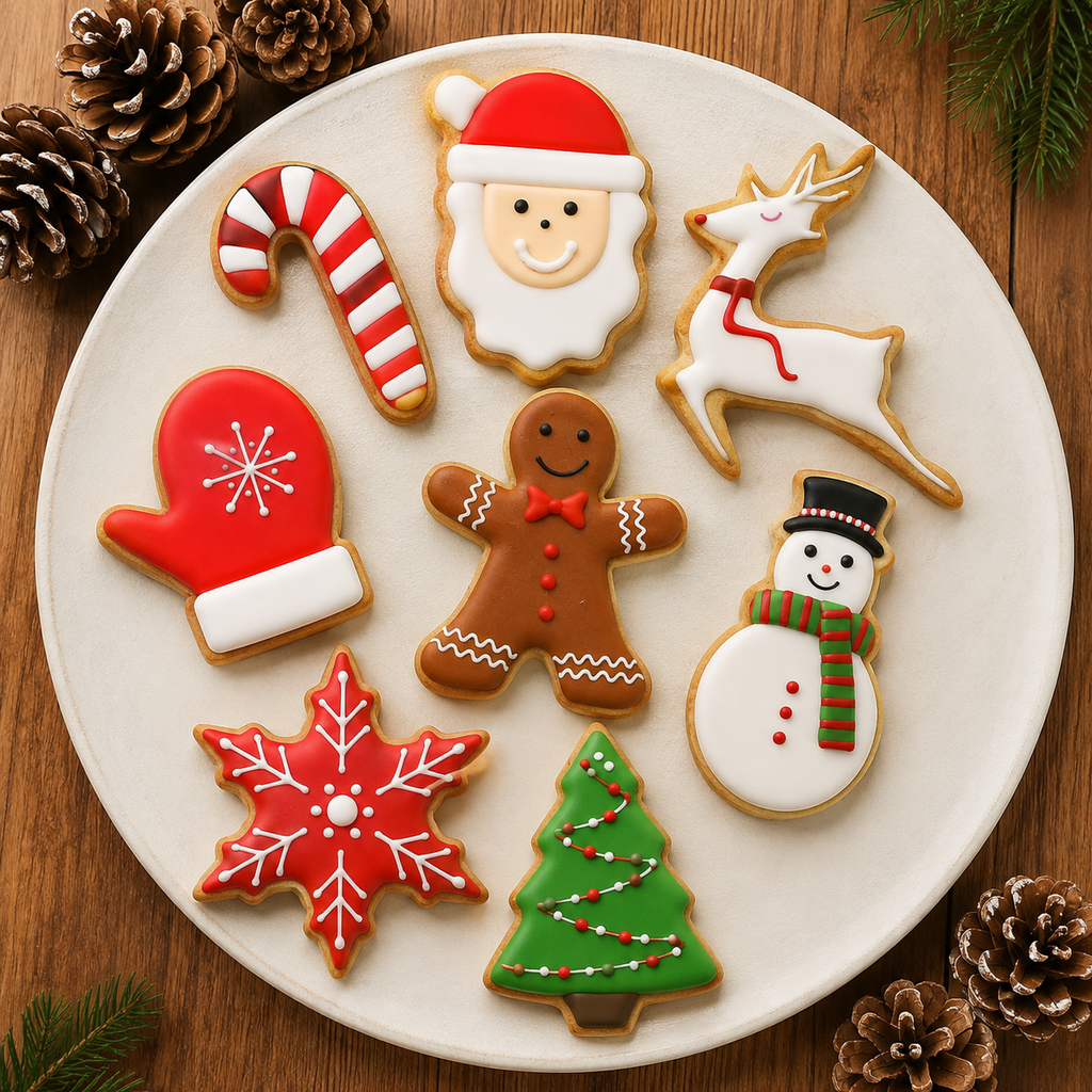 COOKEY 8PCS Christmas Cookie Cutters Sets, Food Grade Stainless Steel Christmas Cookie Cutter Tools with Protective Red Top PVC,Holiday Cookie Cutters Shape Moulds Set for Baking