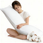 COOKEY Queen Full Body Pillow for Adults - Breathable & Soft Long Bed Pillow Insert for Sleeping, 20x54 inches, White