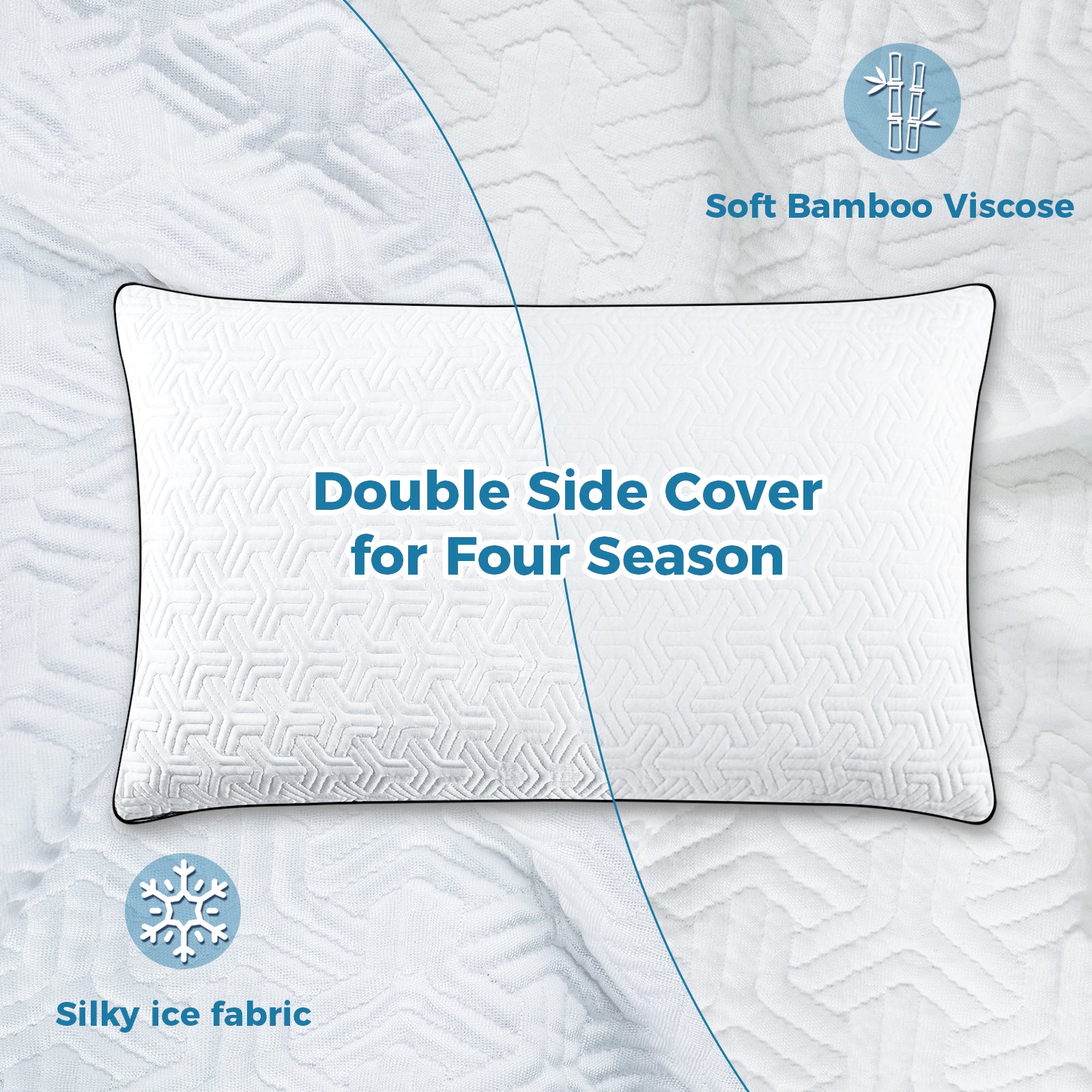 COOKEY Cooling Pillows King/Queen/Standard Size Set of 2,Adjustable Shredded Memory Foam Pillows with Bamboo Viscose Cover for Side Back Stomach Sleepers,20''x36''