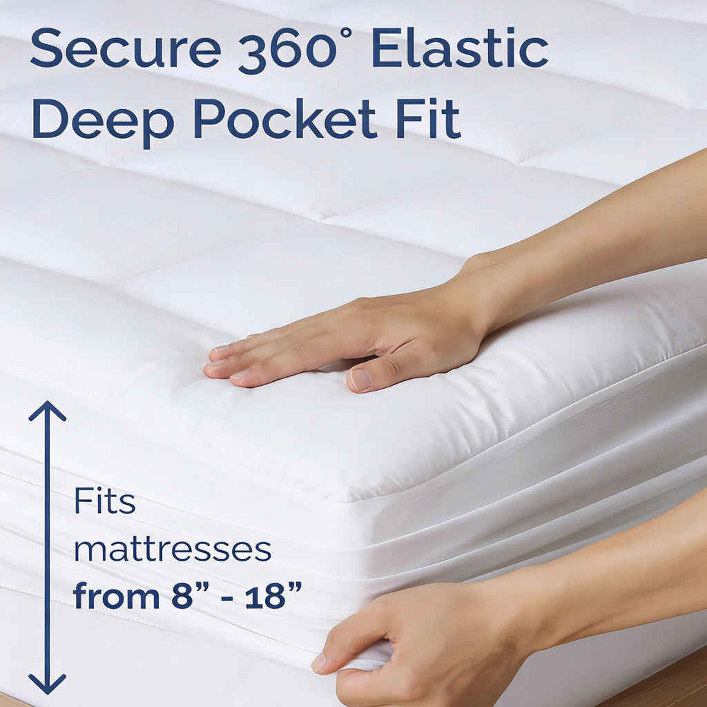 COOKEY Mattress Topper, Quilted Fitted Mattress Protector with Deep Pocket, Breathable and Comfortable Mattress Pad