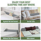 COOKEY Bed Wedge Pillow for Headboard, Mattress Gap Filler, Memory Foam Support for Sleep Apnea, Back Pain Relief & Sleeping Comfort, Gray