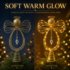COOKEY Christmas Tree Topper, 10 Inch Pre-Lit Angel Tree Topper, Golden Classic Retro Angel Tree Topper for Christmas Tree Decoration Indoors, Battery-Operated