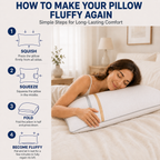 COOKEY Down Alternative Pillow for Bed with Satin Ribbon Design, Hotel Quality Gel Fiber Fill, Fluffy Supportive Bed Pillow for Side Back Stomach Sleepers, White