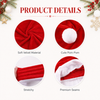 COOKEY 4pcs Christmas Chair Covers,Santa Hat Chair Back Cover Xmas Slipcover for Christmas Dinning Room Home Decoration Supply,Red