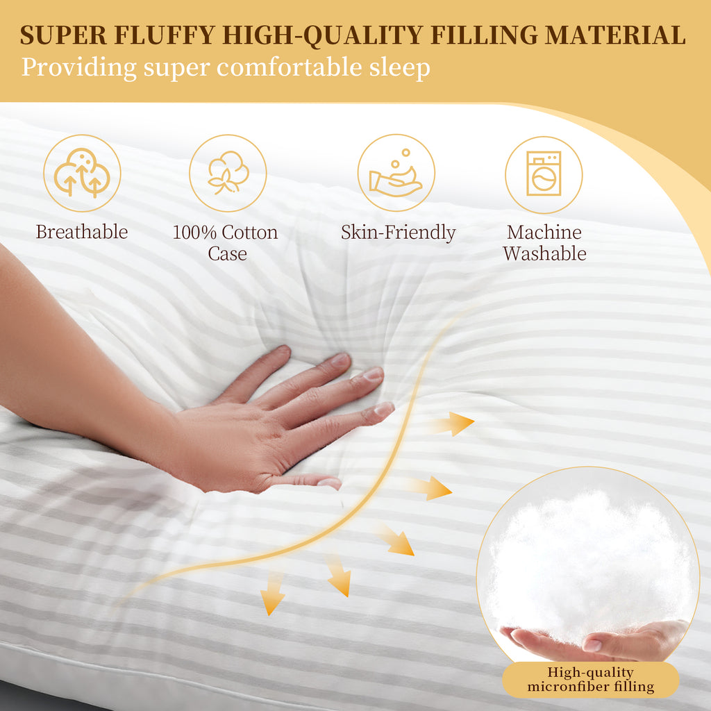 COOKEY Queen Full Body Pillow for Adults - Breathable & Soft Long Bed Pillow Insert for Sleeping, 20x54 inches, White