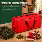 COOKEY Artificial Christmas Tree Storage Bag for Tree, PE Holiday Storage Organizer with Zipper and Carry Handles, Red Seasonal Storage Bag