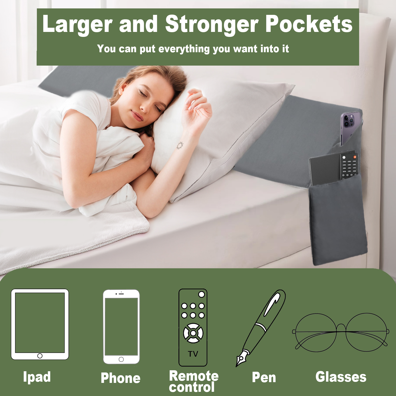 COOKEY Bed Wedge Pillow for Headboard, Mattress Gap Filler, Memory Foam Support for Sleep Apnea, Back Pain Relief & Sleeping Comfort, Gray