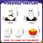 COOKEY Glow-in-The-Dark Ghost Campfire Gathering, Cute & Cozy Halloween Ghost Figurine Set, Resin Ghost Statue for Home, Mantel, Shelf, Desk