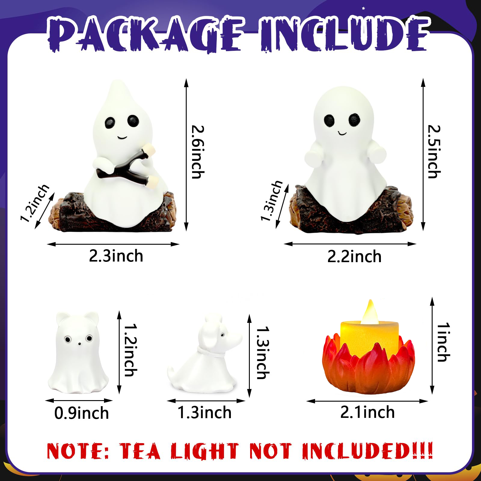 COOKEY Glow-in-The-Dark Ghost Campfire Gathering, Cute & Cozy Halloween Ghost Figurine Set, Resin Ghost Statue for Home, Mantel, Shelf, Desk