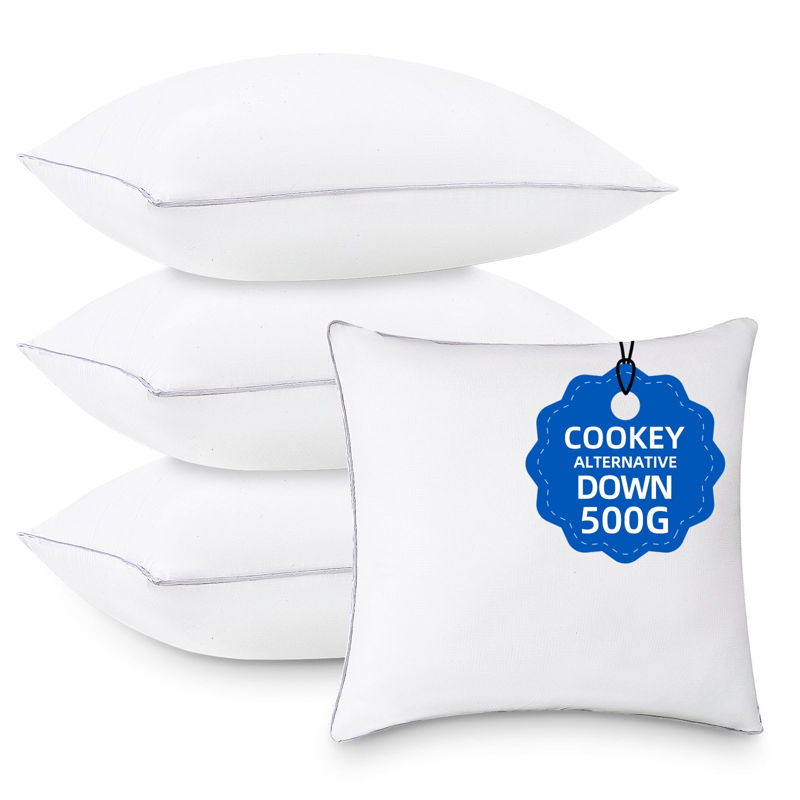 COOKEY Throw Pillow Inserts,Indoor White Square Decorative Pillows for Couch & Bed