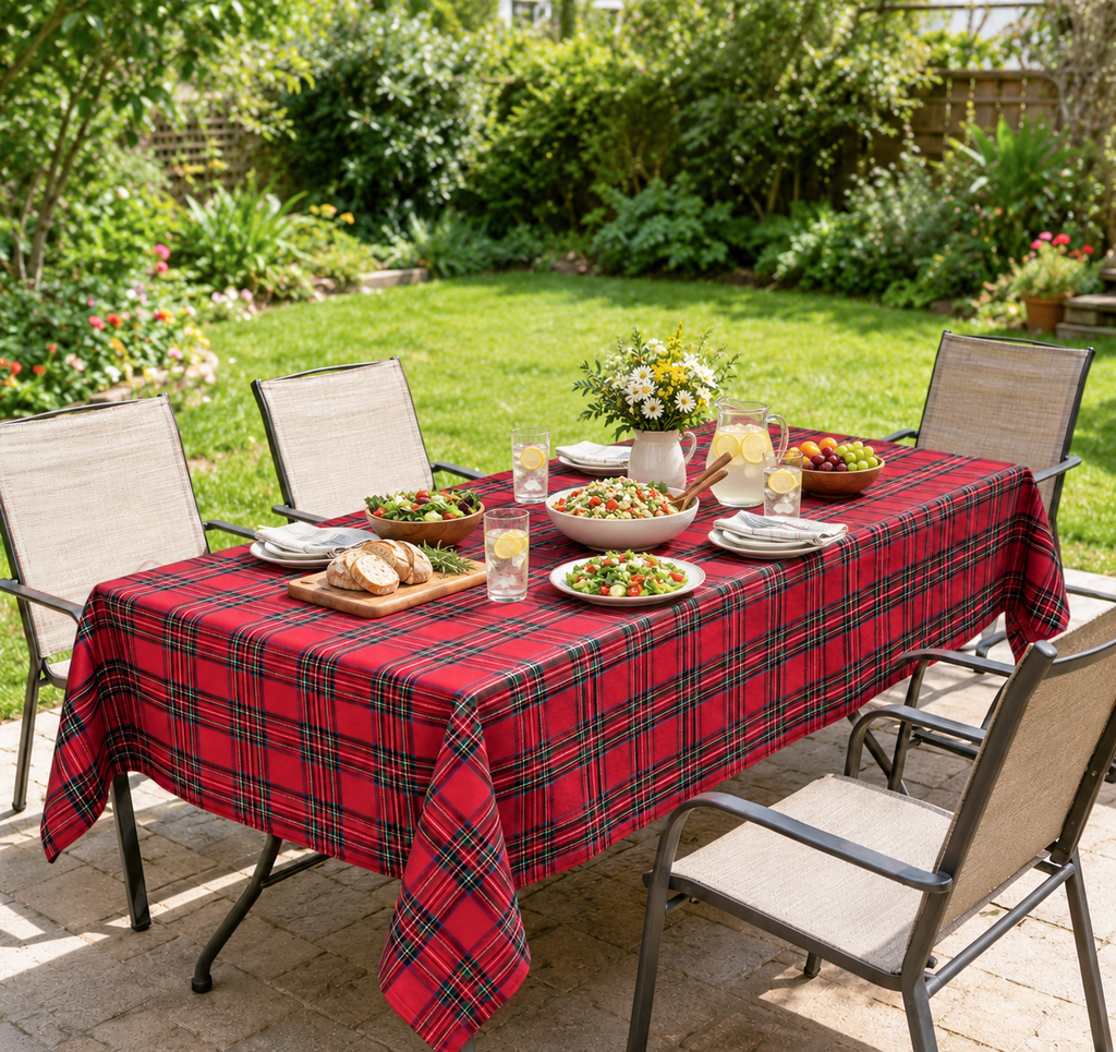 COOKEY Christmas Checkered Tablecloth Rectangle, Red, 55 x 71 Inch