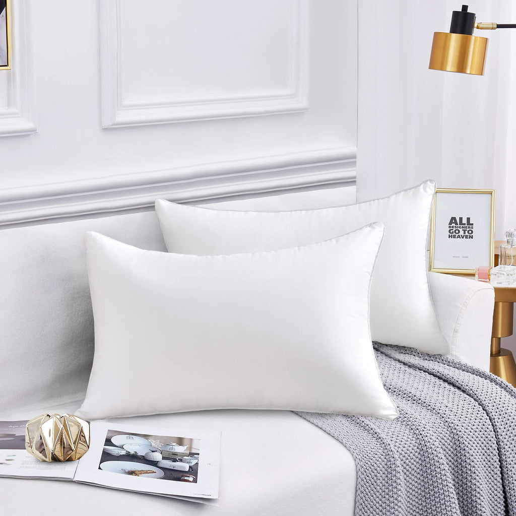 COOKEY 12x20 Pillow Insert Throw Pillows for Couch Set of 2, Rectangular Decorative Pillows 2 Pack for Sofa,White