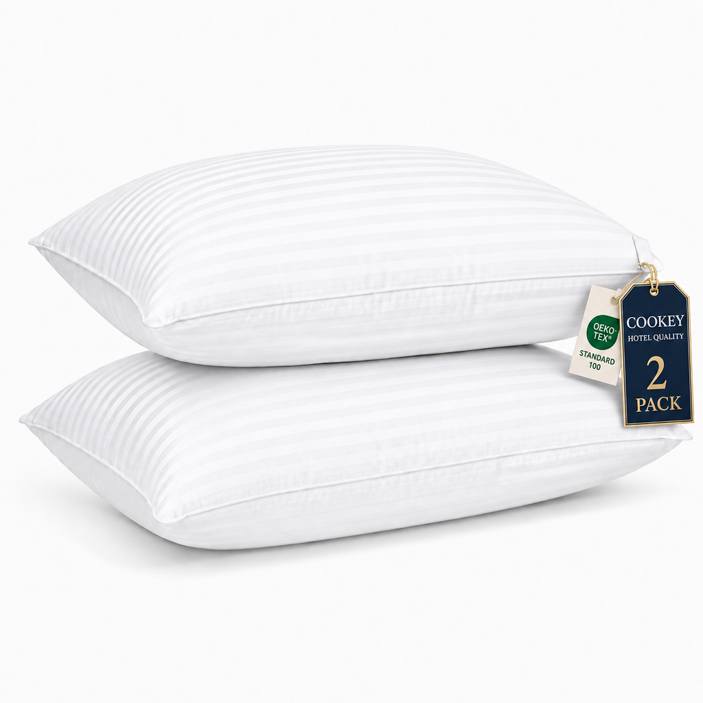 COOKEY Pillow for Bed ,Down Alternative Pillows for Sleeping , Luxury Hotel Pillow for Back,Stomach or Side Sleeper