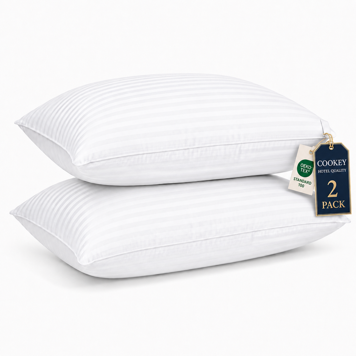 COOKEY Pillow for Bed ,Down Alternative Pillows for Sleeping , Luxury Hotel Pillow for Back,Stomach or Side Sleeper