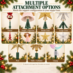 COOKEY Christmas Tree Topper Holder, Adjustable Twist-On Metal Tree Topper Stabilizer with Spiral Support and Attachments, Christmas Tree Topper Support for Star Angel Holiday Decorations, Green