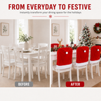 COOKEY 4pcs Christmas Chair Covers,Santa Hat Chair Back Cover Xmas Slipcover for Christmas Dinning Room Home Decoration Supply,Red