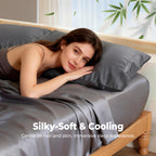 COOKEY Pillow Cases, Rayon Derived from Bamboo Pillowcases, Breathable & Cooling Pillow Covers with Envelope Closure