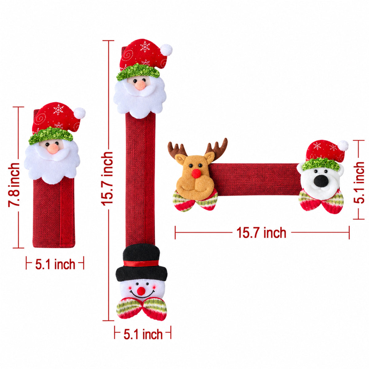 COOKEY Christmas Refrigerator Handle Covers Set of 8, 3D Snowman Fridge Handle Protector, Xmas Holiday Decor, Appliance Door Covers for Refrigerator Oven Dishwasher Microwave
