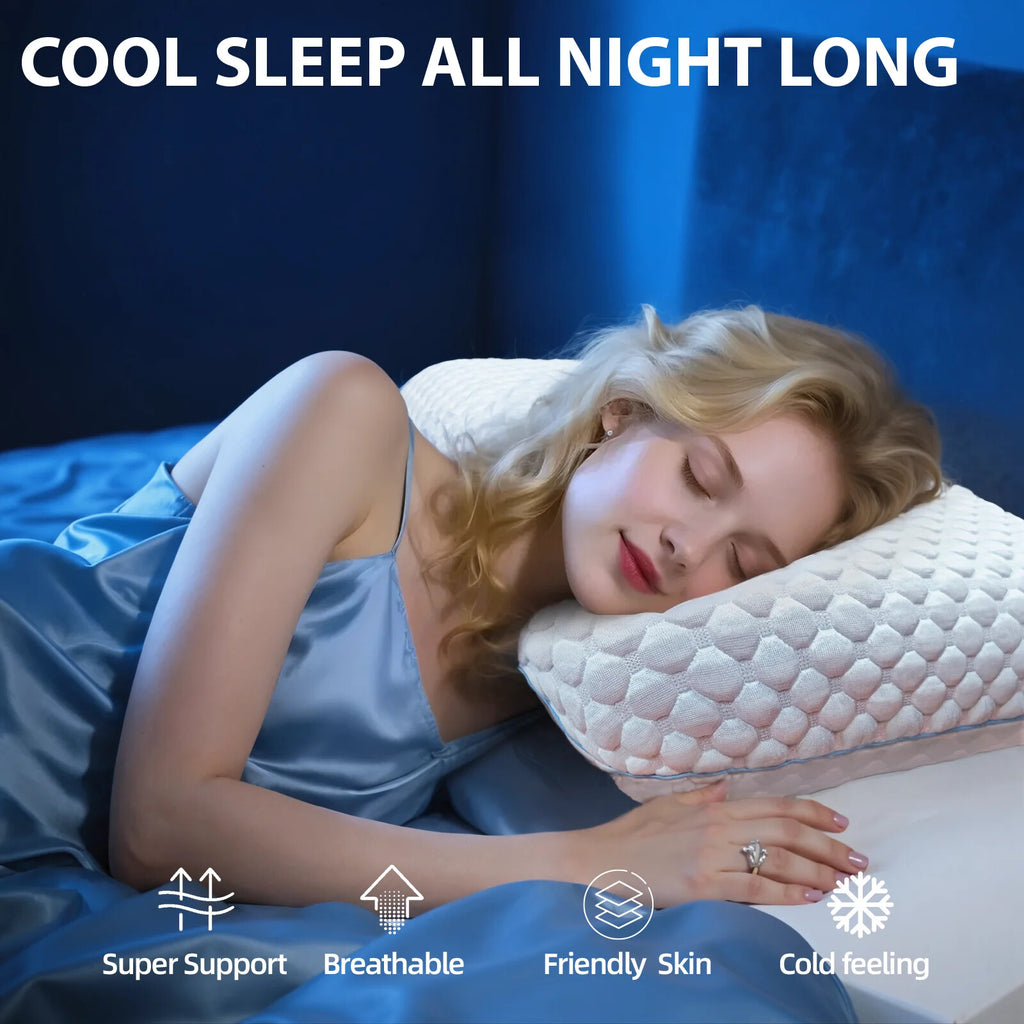 COOKEY Cooling Gel Memory Foam Pillow for Sleeping, Firm Bed Pillow with Washable Cover, for Side, Back and Stomach Sleepers,Standard Size 16" x 24"