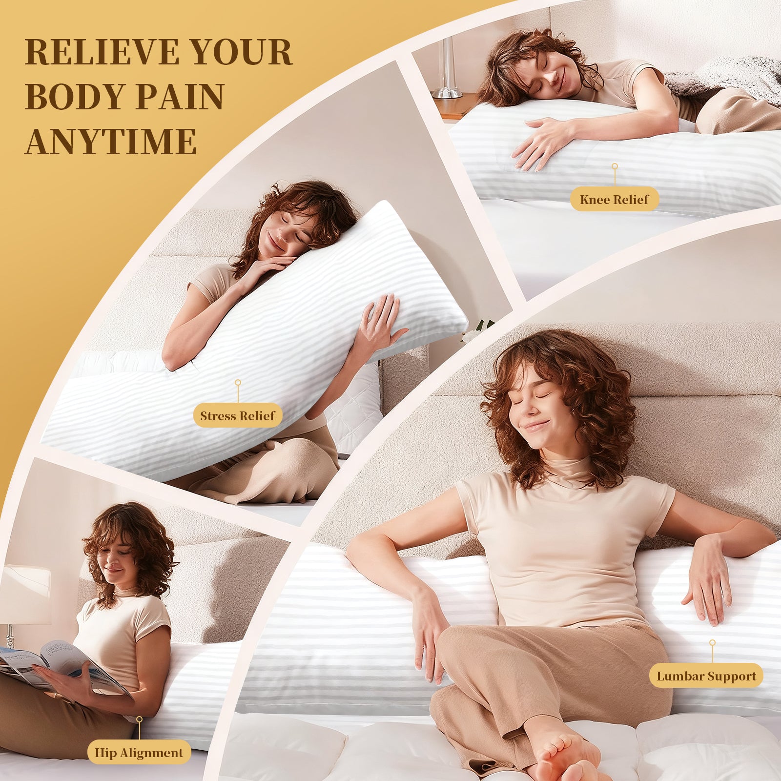 COOKEY Queen Full Body Pillow for Adults - Breathable & Soft Long Bed Pillow Insert for Sleeping, 20x54 inches, White