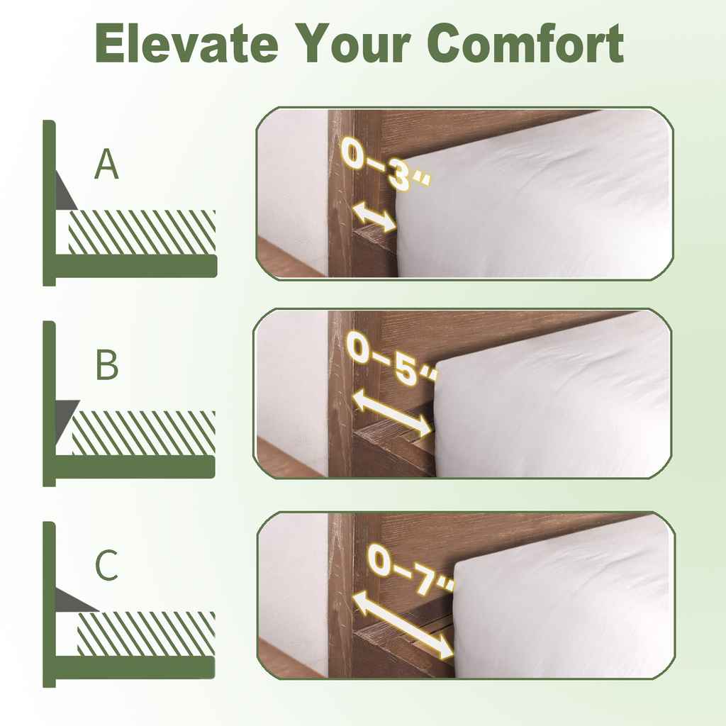 COOKEY Bed Wedge Pillow for Headboard, Mattress Gap Filler, Memory Foam Support for Sleep Apnea, Back Pain Relief & Sleeping Comfort, Gray