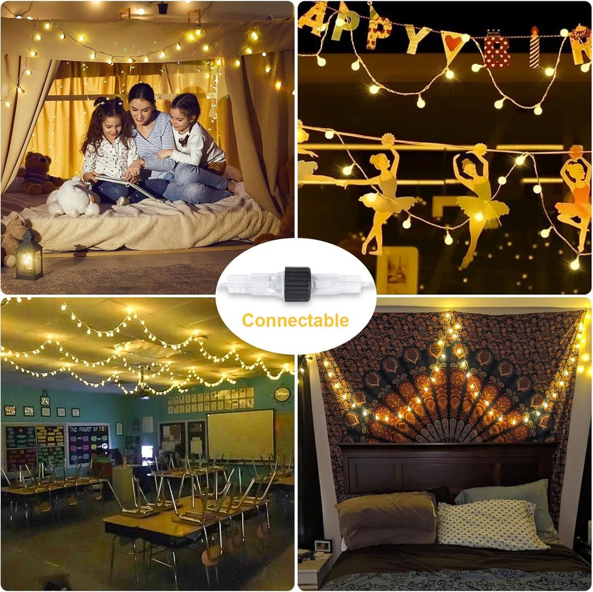 COOKEY 100 LED Globe String Lights Indoor, 33 ft, Warm White, Plug-In with Remote