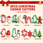 COOKEY 8PCS Christmas Cookie Cutters Sets, Food Grade Stainless Steel Christmas Cookie Cutter Tools with Protective Red Top PVC,Holiday Cookie Cutters Shape Moulds Set for Baking