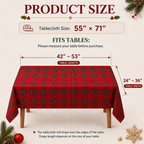 COOKEY Christmas Checkered Tablecloth Rectangle, Red, 55 x 71 Inch