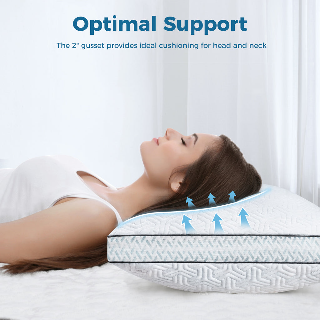 COOKEY Cooling Pillows King/Queen/Standard Size Set of 2,Adjustable Shredded Memory Foam Pillows with Bamboo Viscose Cover for Side Back Stomach Sleepers,20''x36''