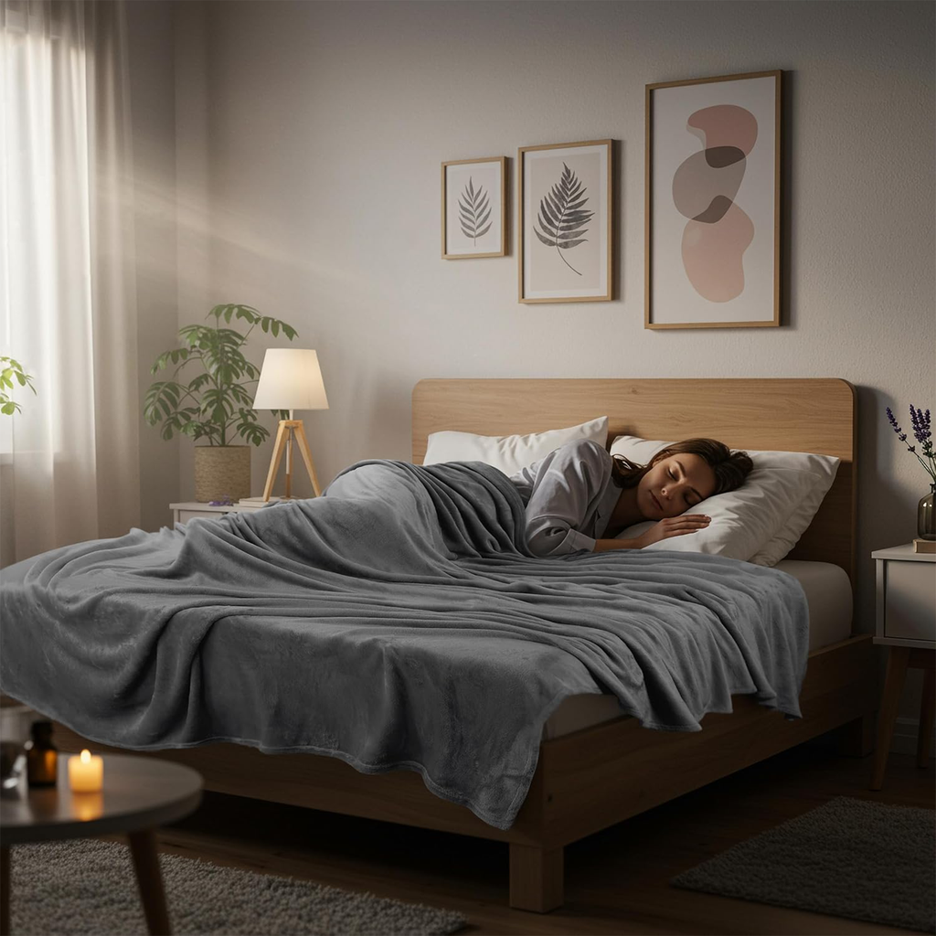 COKEEY Bedding Fleece Blanket Throw Size  300GSM Luxury Fuzzy Soft Anti-Static Microfiber Bed Blanket