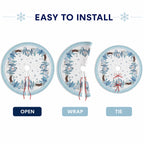 COOKEY Snowman Christmas Tree Skirt 48 Inch, White Winter Snowflake Tree Skirt, Cabin and Pine Forest Print, Merry Christmas Holiday Party Decorations Indoor Outdoor
